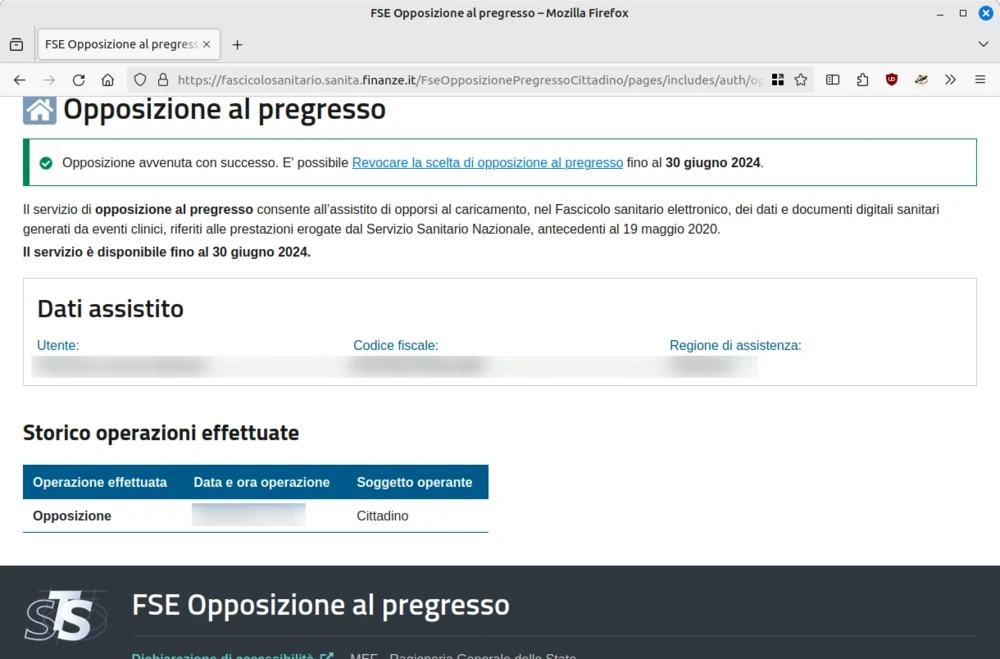 Sistema Tessera Sanitaria - opposizione al pregresso attività terminata